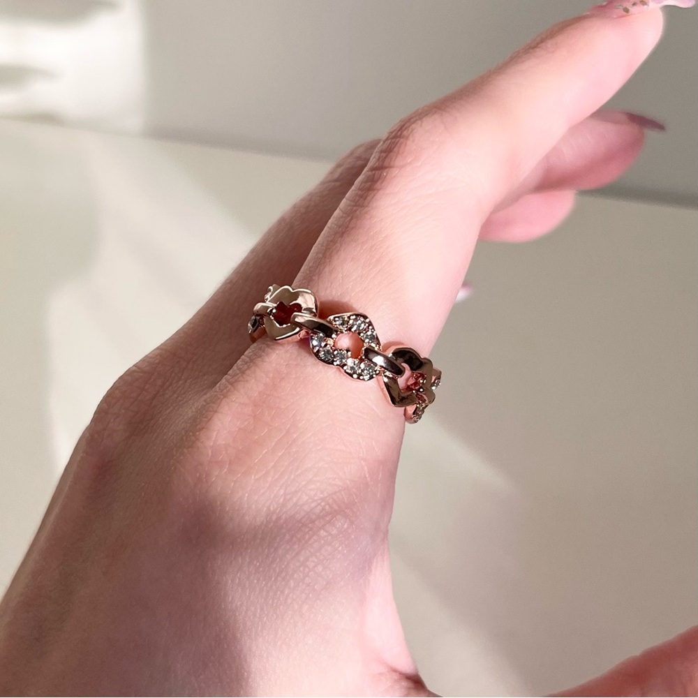 NWOT 18k gp Rose gold heart chain ring gold plated